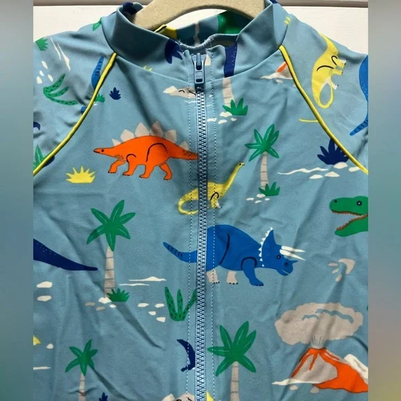Baby Boden Dinosaur Print Swimsuit Sunsuit Zip up Size 3-4 104CM - Picture 2 of 6